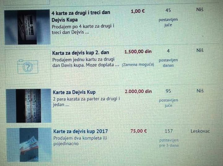 Karte za Dejvis kup kod tapkaroša i do 80 evra, Čair poluprazan? Karte za Dejvis kup kod tapkaroša i do 80 evra, Čair poluprazan?