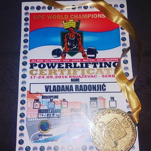 Vladana Radonjić (15) svetski šampion u powerliftingu