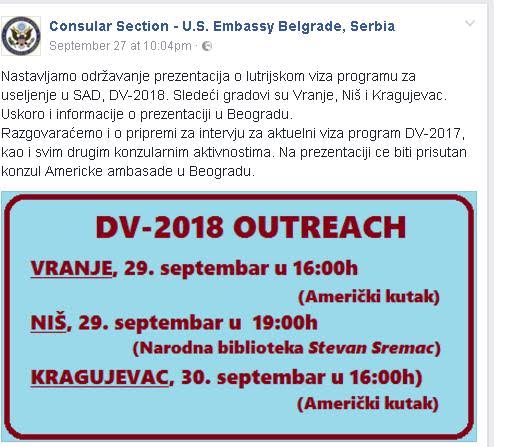 Lutrija za američku vizu u Američkom kutku Vranje
