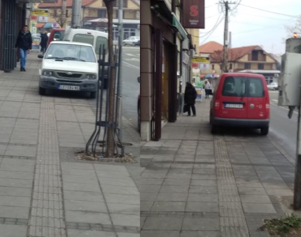 Staza za slepe u centru Leskovca služi kao parking