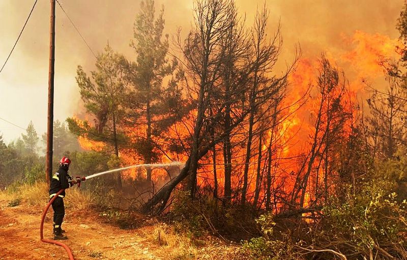 Srpski vatrogasci gase požar na Eviji u Grčkoj i sa kopna i iz vazduha