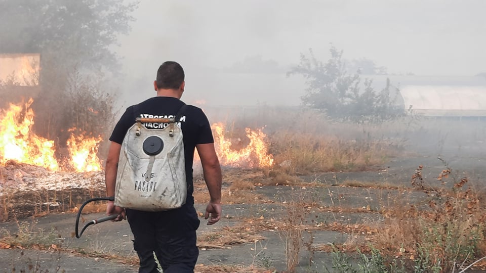 Požar preti plastenicima i kućama u selu pored Leskovca