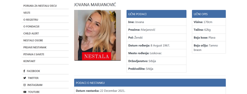 Jovana Marjanović rodom iz Leskovca nestala na Zlatiboru, telefon pronađen u cevima daleko od smeštaja