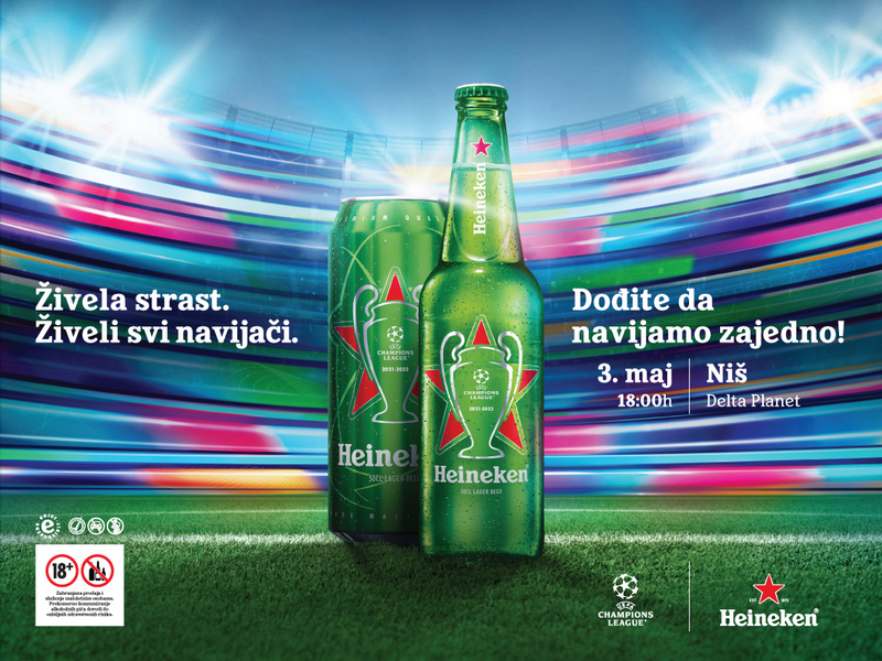 Heineken® te poziva na ekskluzivno gledanje polufinala UEFA Lige šampiona u Nišu, ispred TC Delta planet