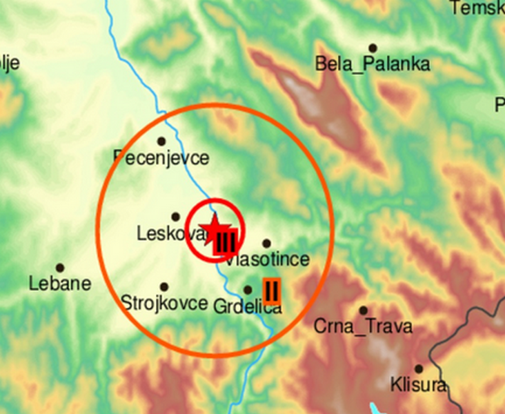 Zemljotres pogodio Sbiju, epicentar Leskovac