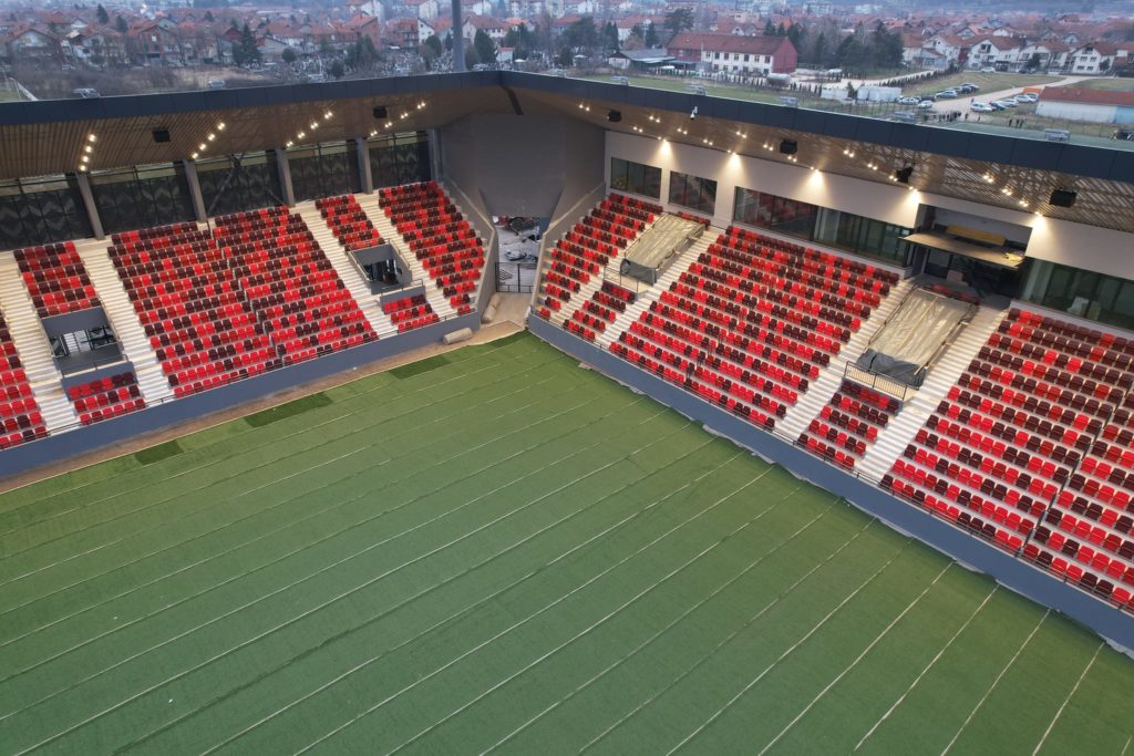 Pogled na novi Gradski stadiona u Leskovcu iz vazduha
