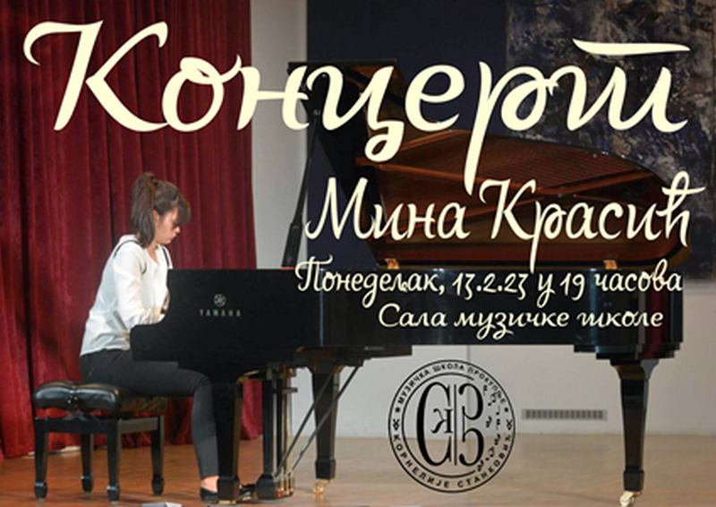 Koncert pijanistkinje Mine Krasić u ponedeljak u Muzičkoj školi