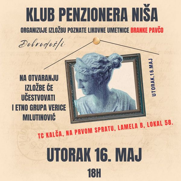 Klub penzionera: Likovna izložba Branke Pavčo sutra u Nišu