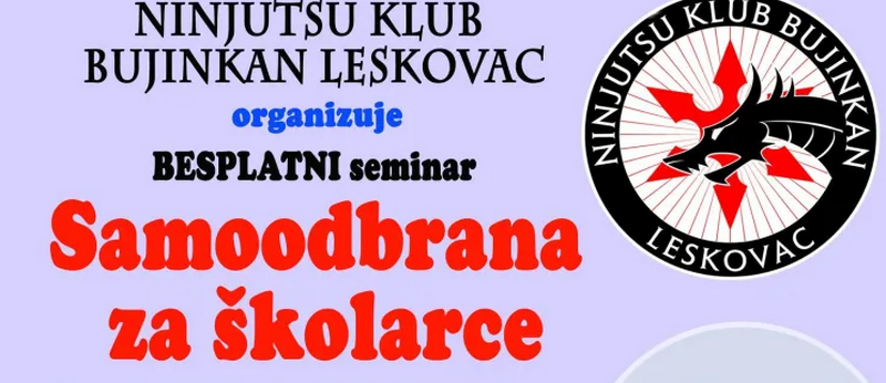 Besplatan seminar “Samoodbrana za školarce – kako zaustaviti vršnjačko nasilje” u nedelju u Leskovcu