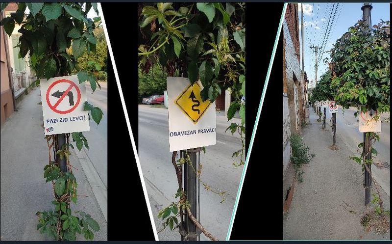 Mlinska ulica u centru Leskovca dobila sarkastičnu „trotoarsku“ signalizaciju