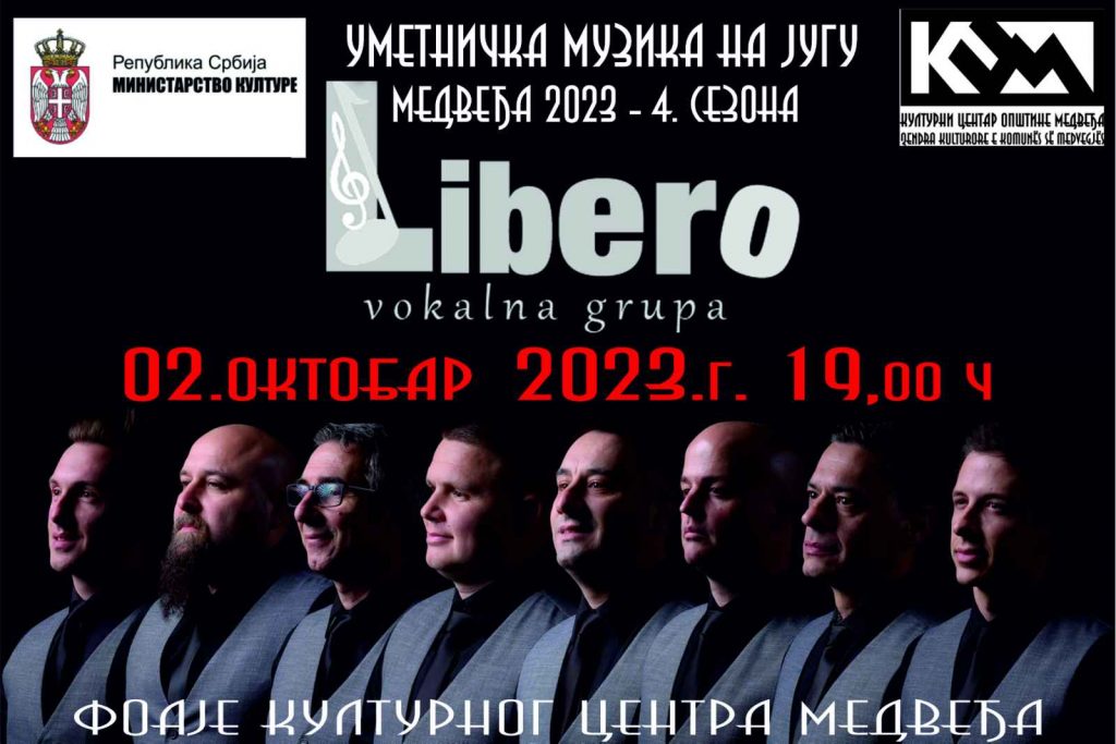 Koncert vokalne grupe “Libero” večeras u Kulturnom centru Medveđa