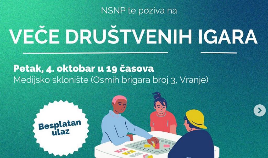 Veče društvenih igara 4. oktobra u Vranju