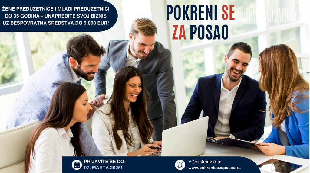 Konkurs za program “Pokreni se za posao“, 5.000 evra za žene i mlade do 35 godina starosti