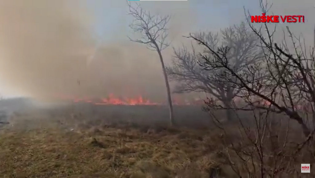 Izbio požar na otvorenom, pet vatrogasaca na terenu (video)