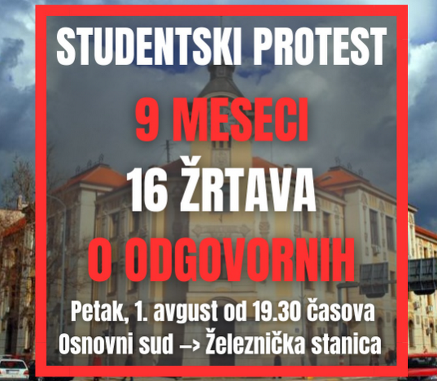 Niški studenti obeležavaju 9 meseci od pada nadstrešnice kod Železničke stanice
