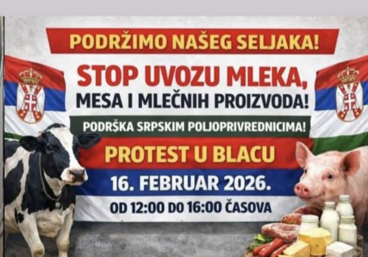 Pokret juga Srbije pruža podršku protestu poljoprivrednicima