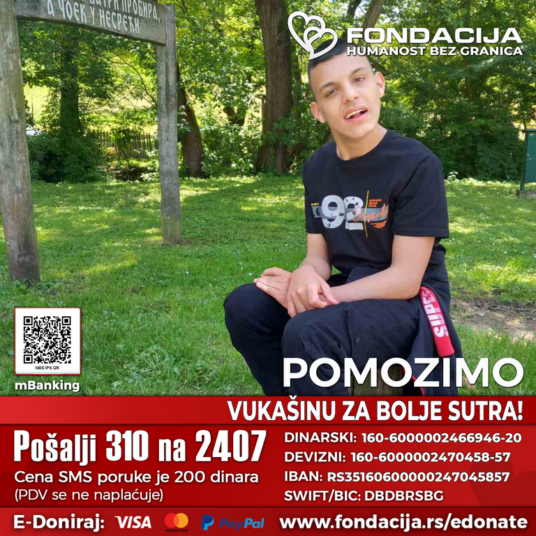 Za Vukašinovo bolje sutra pošaljite bar jednu poruku