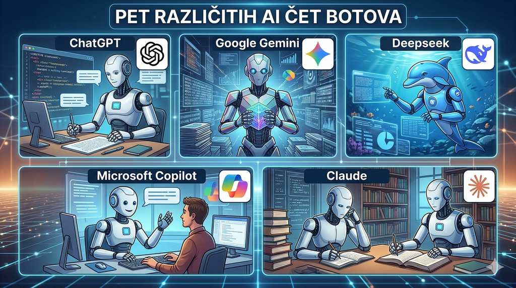 Pet AI četbotova, ista pitanja: Kad će izbori, koje će biti cene zlata i nafte, ko je najuspešniji u Srbiji…