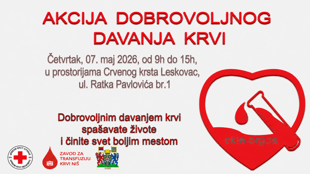 Prva majska akcija dobrovoljnog davanja krvi u Leskovcu 7. maja