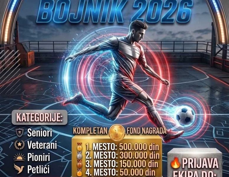 Letnja liga u malom fudbalu Bojnik 2026, bogat fond novčanih nagrada